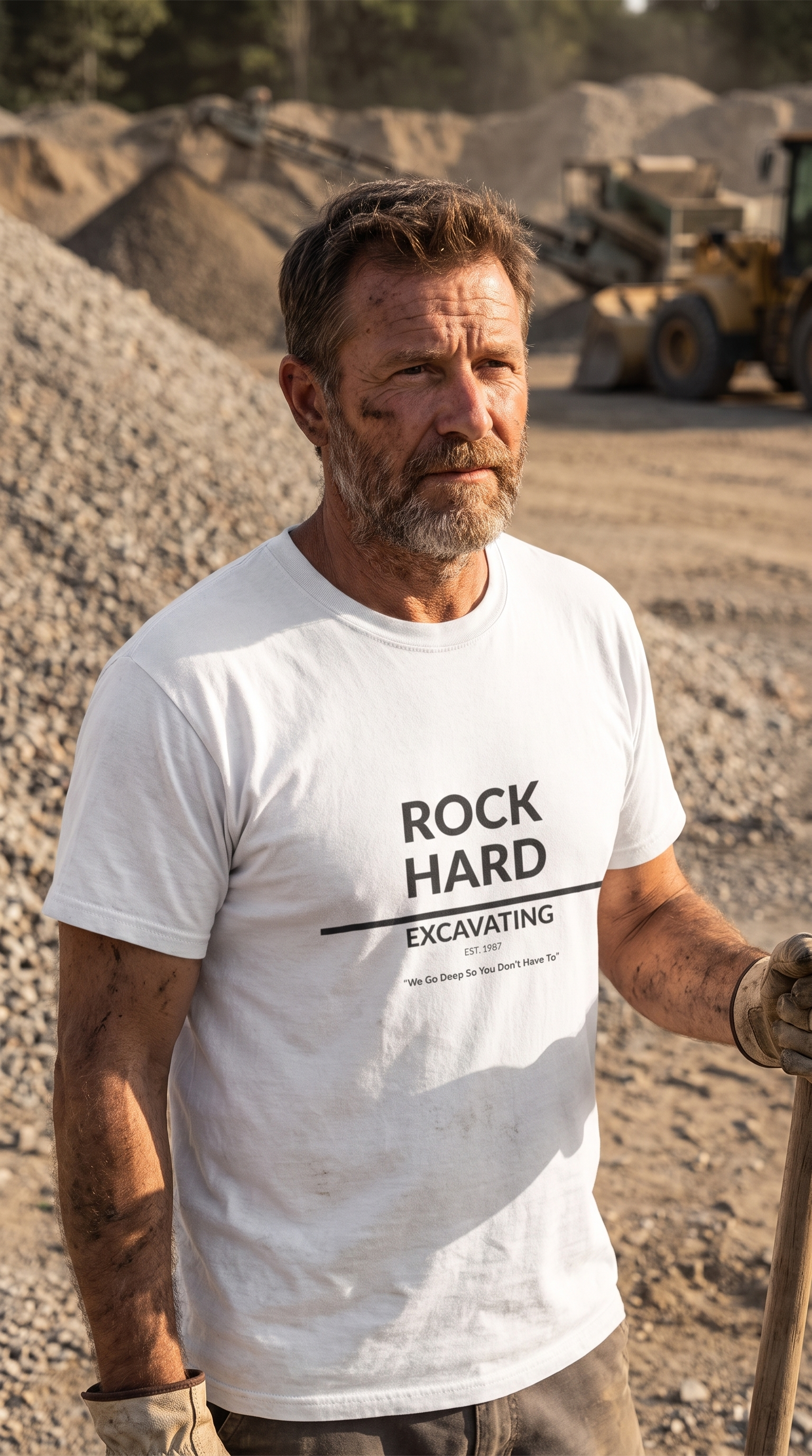 Rock Hard Excavating | Drilling Co. | Funny Adult Humor T-Shirt