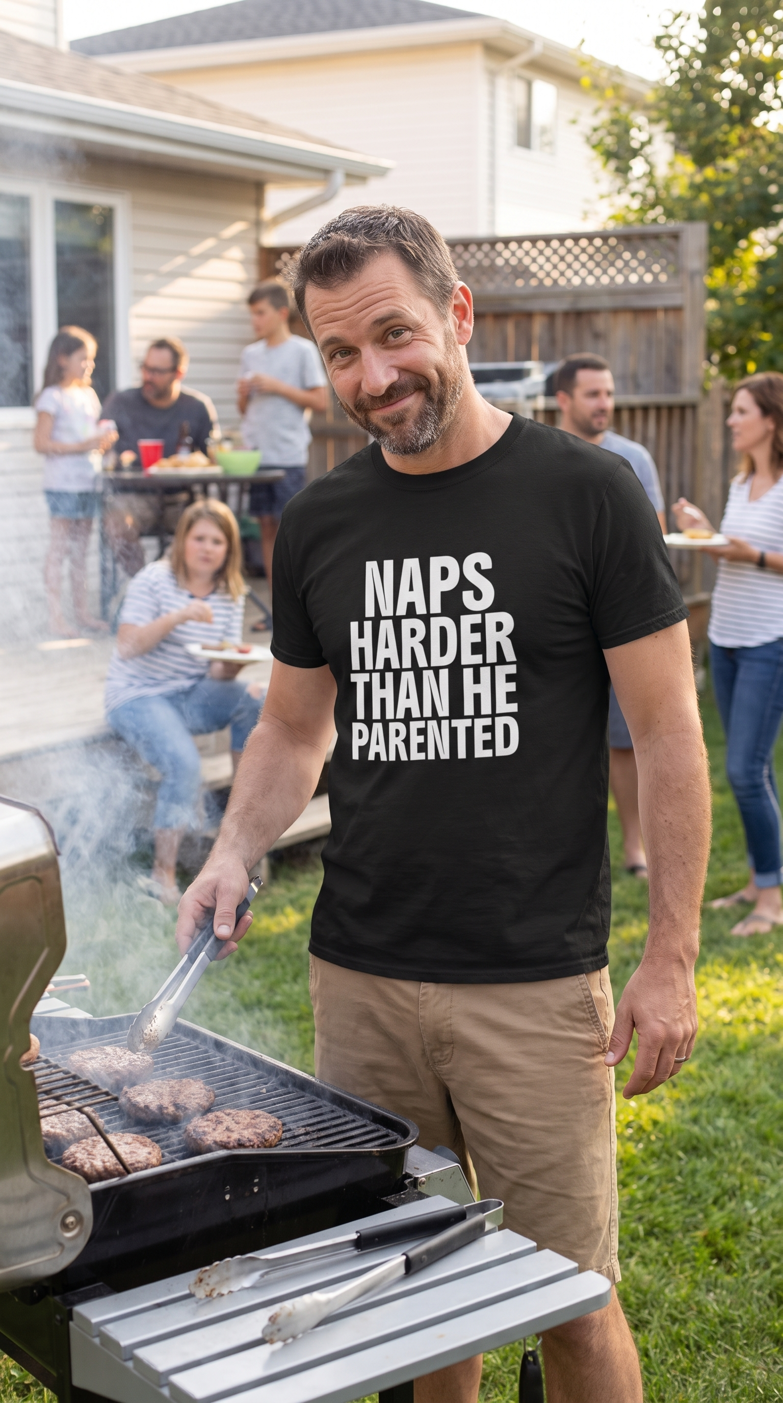 Naps Harder Than He Parented | Savage Dad Humor Tee