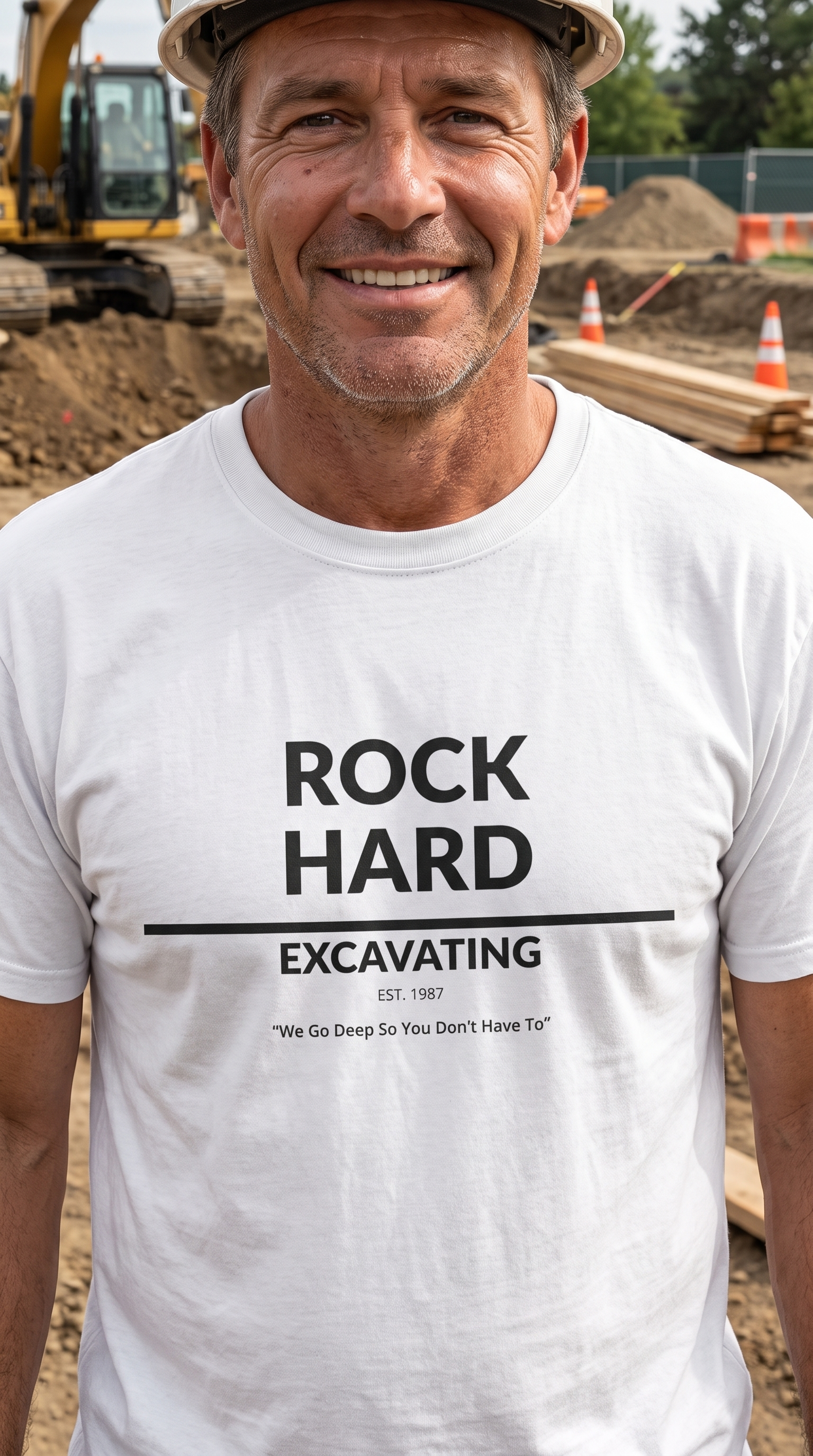 Rock Hard Excavating | Drilling Co. | Funny Adult Humor T-Shirt